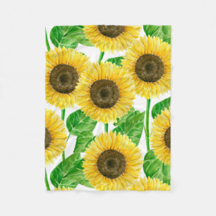 Sonnenblumen Aquarell Fleecedecke