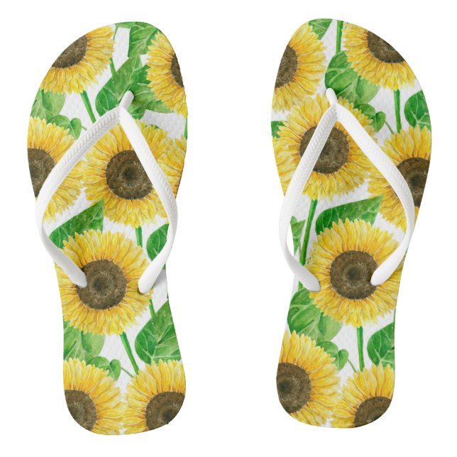 Sonnenblumen Aquarell Flip Flops (Fußbett)
