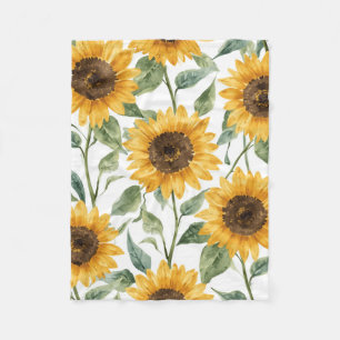 Sonnenblumen Aquarell Floral Gelbe Malerei Fleecedecke