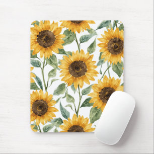 Sonnenblumen Aquarell Floral Gelbe Malerei Mousepad