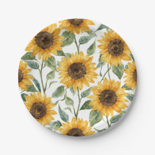 Sonnenblumen Aquarell Floral Gelbe Malerei Pappteller