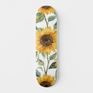 Sonnenblumen Aquarell Floral Gelbe Malerei Skateboard