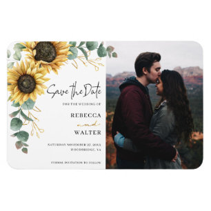 Sonnenblumen-Aquarell-Foto Save the Date Magnet