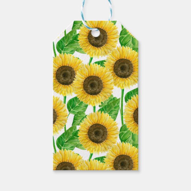 Sonnenblumen Aquarell Geschenkanhänger (Vorderseite)