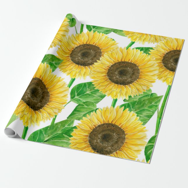 Sonnenblumen Aquarell Geschenkpapier (Ungerollt)