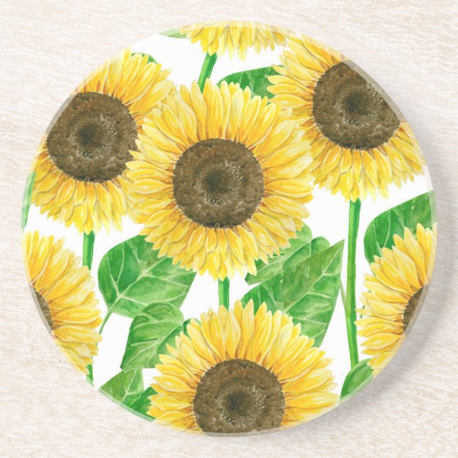 Sonnenblumen Aquarell Getränkeuntersetzer (Vorne)