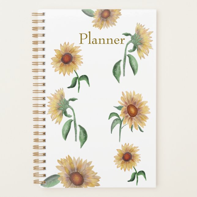 Sonnenblumen-Aquarell-Jahresplaner Planer (Vorderseite)