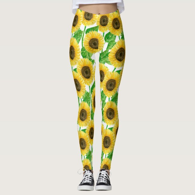 Sonnenblumen Aquarell Leggings (Vorderseite)