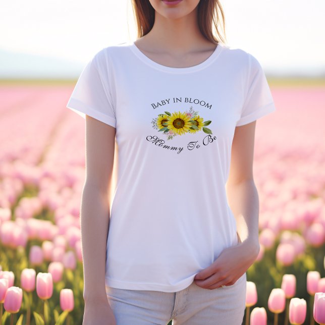 Sonnenblumen Aquarell Rosa Floral Babyparty T-Shirt (Von Creator hochgeladen)