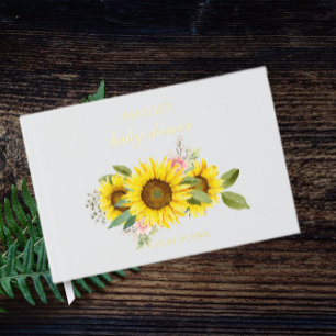Sonnenblumen-Aquarell Rosa Florale Babyparty  Gästebuch