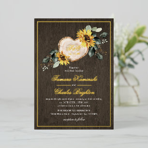 Sonnenblumen-Aquarell-Rustikale-Hochzeit Folieneinladung