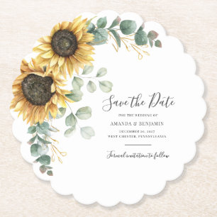Sonnenblumen-Aquarell Save The Date Untersetzer