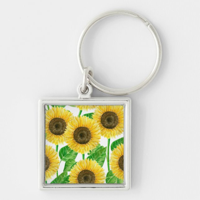 Sonnenblumen Aquarell Schlüsselanhänger (Vorne)