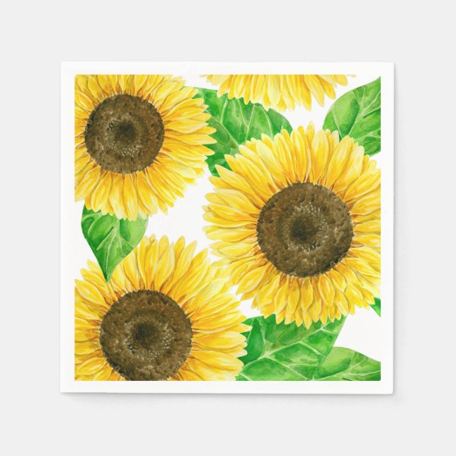 Sonnenblumen Aquarell Serviette (Vorderseite)