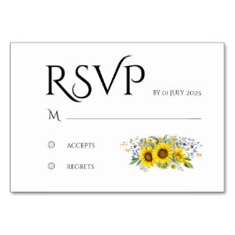 Sonnenblumen Aquarell Wildblume Hochzeit RSVP Kart Tischnummer