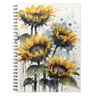 Sonnenblumen - Aquarellblumen Notizblock