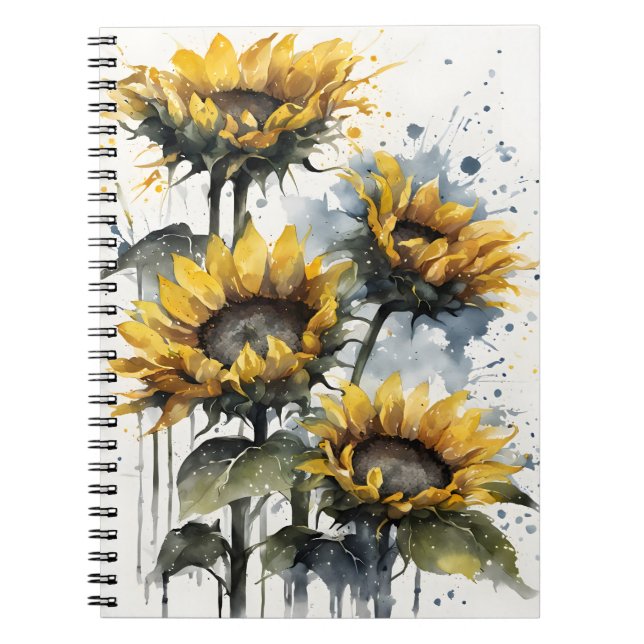Sonnenblumen - Aquarellblumen Notizblock (Vorderseite)