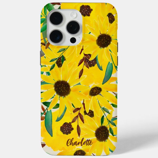 Sonnenblumen Aquarellgelbe Florals Personalisiert Case-Mate iPhone Hülle (Rückseite)