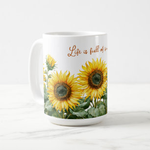 Sonnenblumen-Aquarellmalerei mit individueller Nac Kaffeetasse