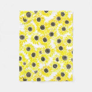 Sonnenblumen Aquarellmuster Fleecedecke