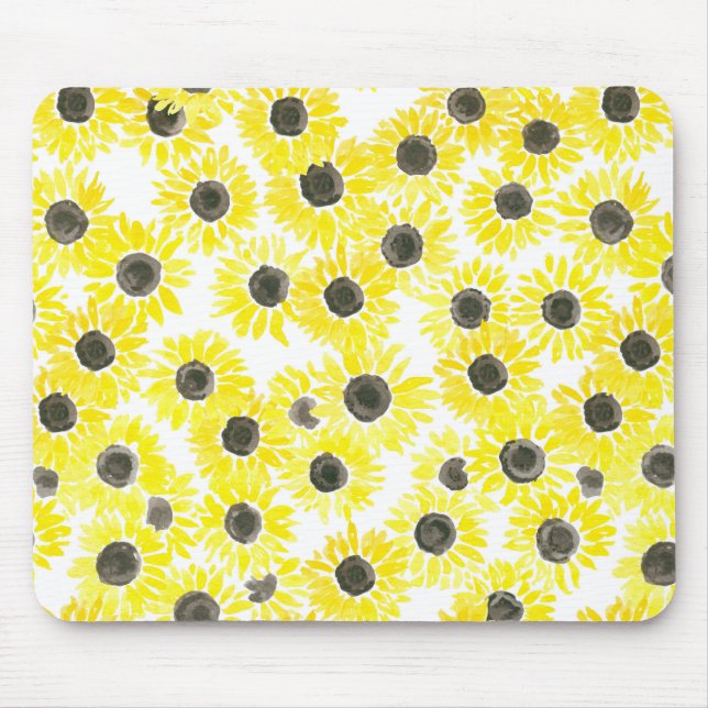 Sonnenblumen Aquarellmuster Mousepad (Vorne)