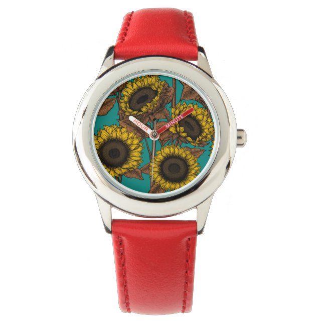 Sonnenblumen Armbanduhr (Vorderseite)