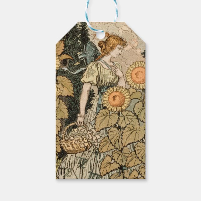 Sonnenblumen Art Nouveau Garden Geschenkanhänger (Vorderseite)