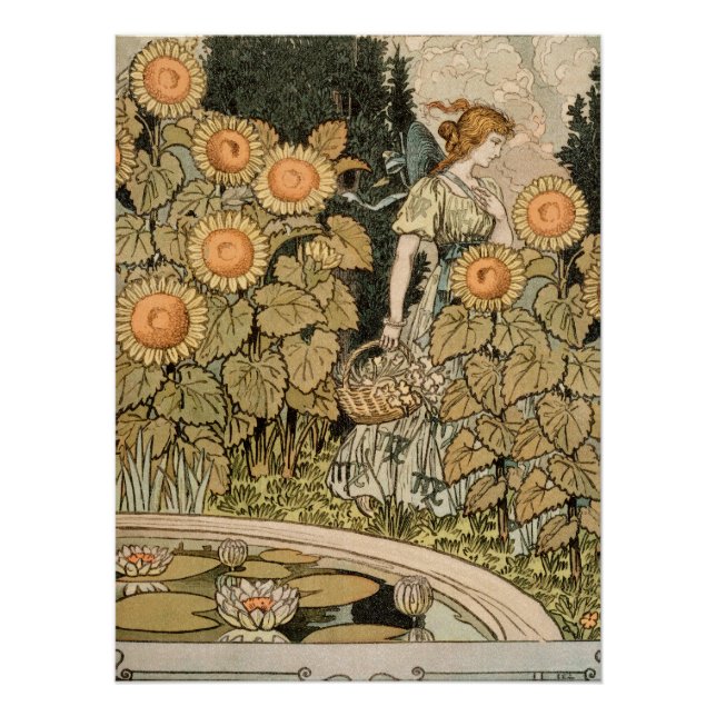 Sonnenblumen Art Nouveau Garden Poster (Vorderseite)