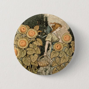 Sonnenblumen Art Nouveau Garten Grasset Frau Button