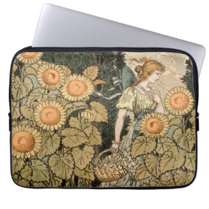 Sonnenblumen Art Nouveau Garten Grasset Frau Laptopschutzhülle