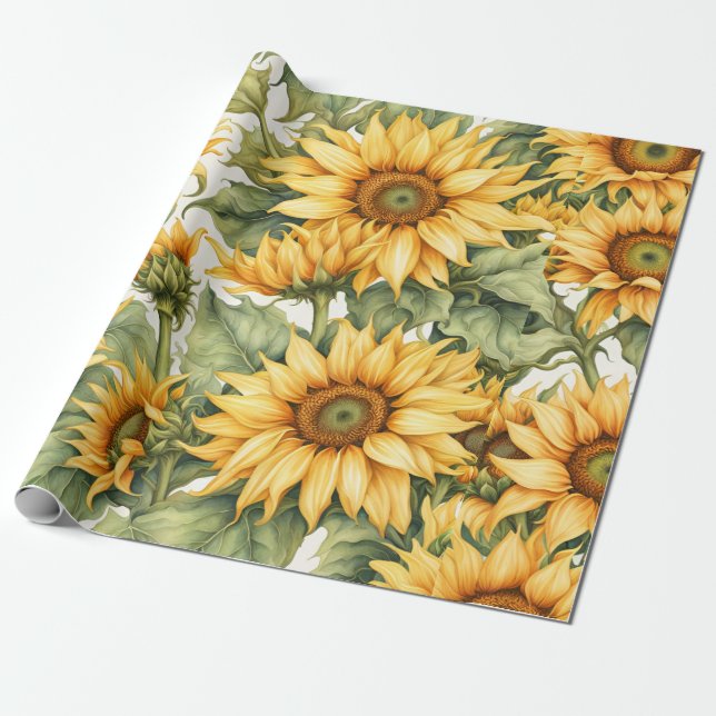 Sonnenblumen Art Pattern Design Geschenkpapier (Ungerollt)