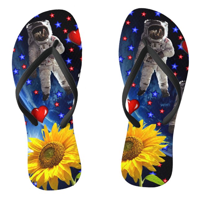 Sonnenblumen Astronaut Flip Flops (Fußbett)