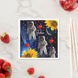 Sonnenblumen Astronautenpapier Napkins Serviette