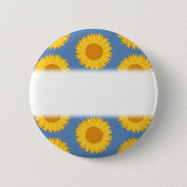 Sonnenblumen auf Blau. Blumenmuster Button (Vorderseite)