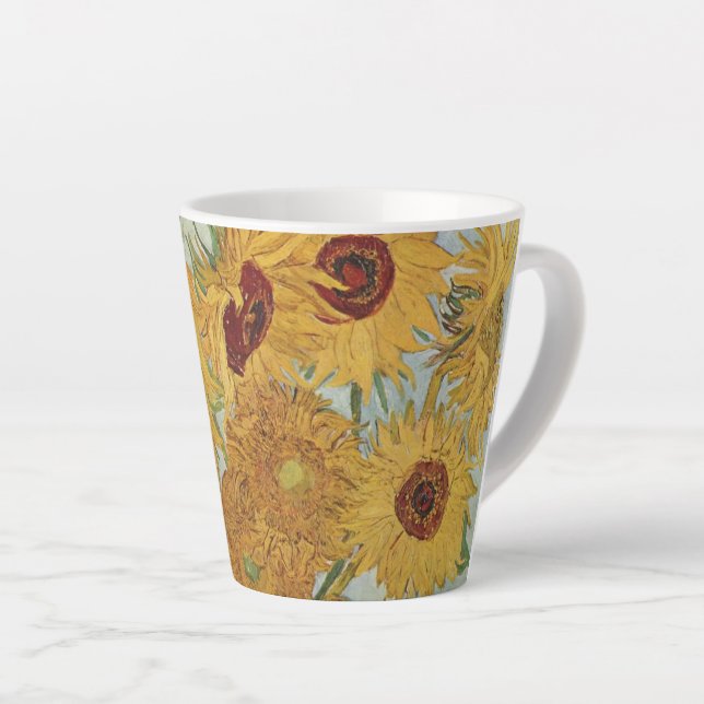 Sonnenblumen (auf blau)-Vincent van Gogh Small Milchtasse (Rechte Ecke)