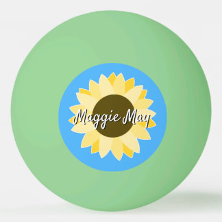 Sonnenblumen auf blauem Tischtennisball