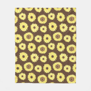Sonnenblumen auf braunem Hintergrund Fleece Blanke