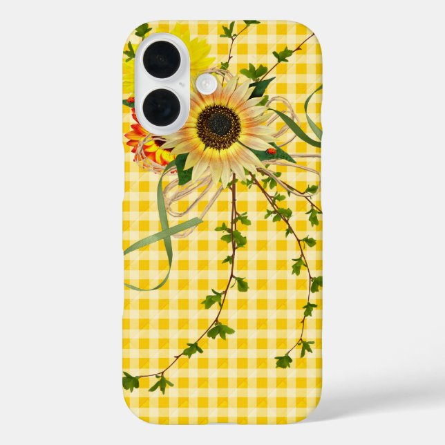Sonnenblumen auf dem Gelben Gingham Case-Mate iPhone Hülle (Rückseite)