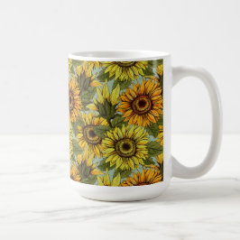 Sonnenblumen auf dem Schlachtfeld Foliage Orange Y Kaffeetasse
