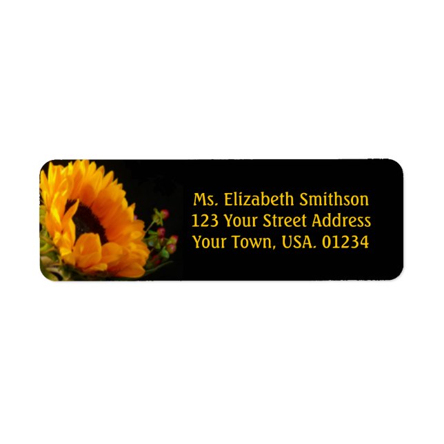 Sonnenblumen auf den Mailing-Labels der schwarzen  (Vorne)