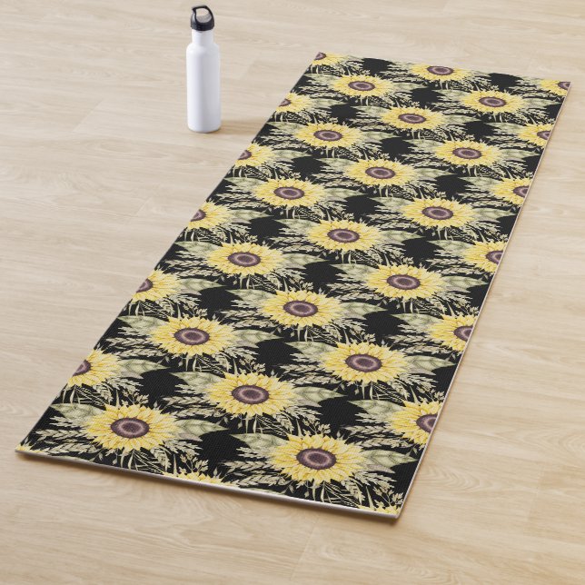 Sonnenblumen auf der Black Yoga Mat Yogamatte (Beispiel)