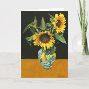 Sonnenblumen auf der Gold Grußkarte Dankeskarte