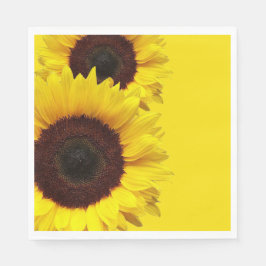 Sonnenblumen auf der goldgelben Geburtstagsfeier Serviette