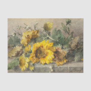 Sonnenblumen auf einem steinernen Vorsprung von Ro Seidenpapier