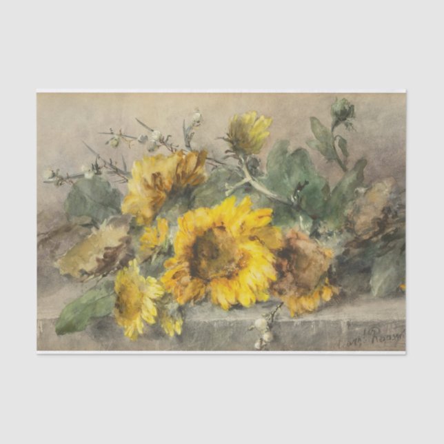 Sonnenblumen auf einer Steinkante von Roosenboom Seidenpapier (Vorderseite)
