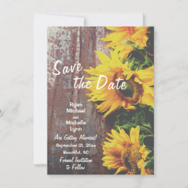 Sonnenblumen auf Holz Rustikale Save the Date Hoch Einladung