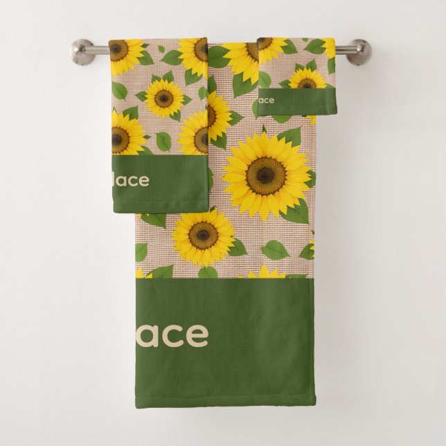 Sonnenblumen auf Jute Badhandtuch Set (Insitu)