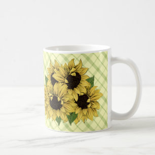 Sonnenblumen auf karierten Tassen-Schalen Tasse