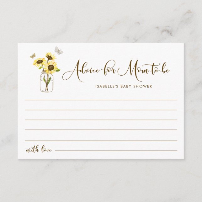 Sonnenblumen auf Mason Jar Brunnen will Mama sein Hinweiskarte (Vorderseite)