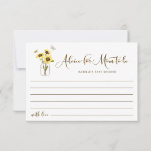 Sonnenblumen auf Mason Jar Brunnen will Mama sein Hinweiskarte